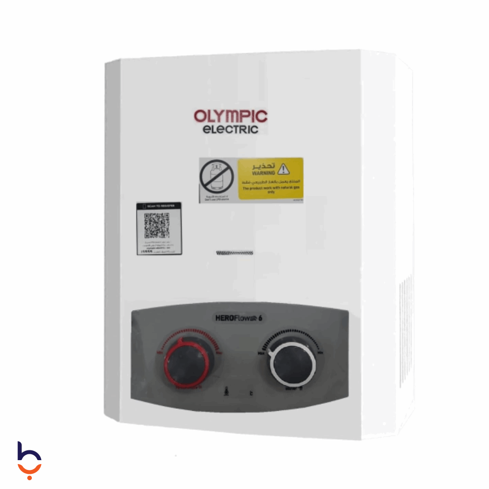 Gas Heater Olympic Electric 6 Litre Hiro Flo 6L Digital Without Chimney- (Adaptor) White
