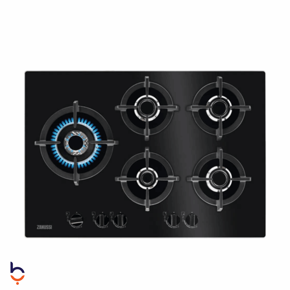 مسطح زانوسي 5 شعلة 75x60 سم - زجاج ، اسود - ZGO78530BA