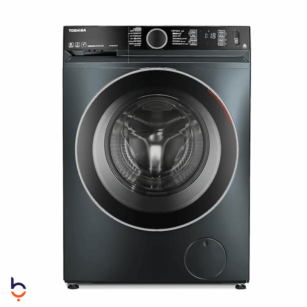 غسالة ملابس اوتوماتيك تحميل امامي توشيبا 9 كيلو 1400 لفة رمادي انفرتر TW-BK100GF4EG-MK , Wifi