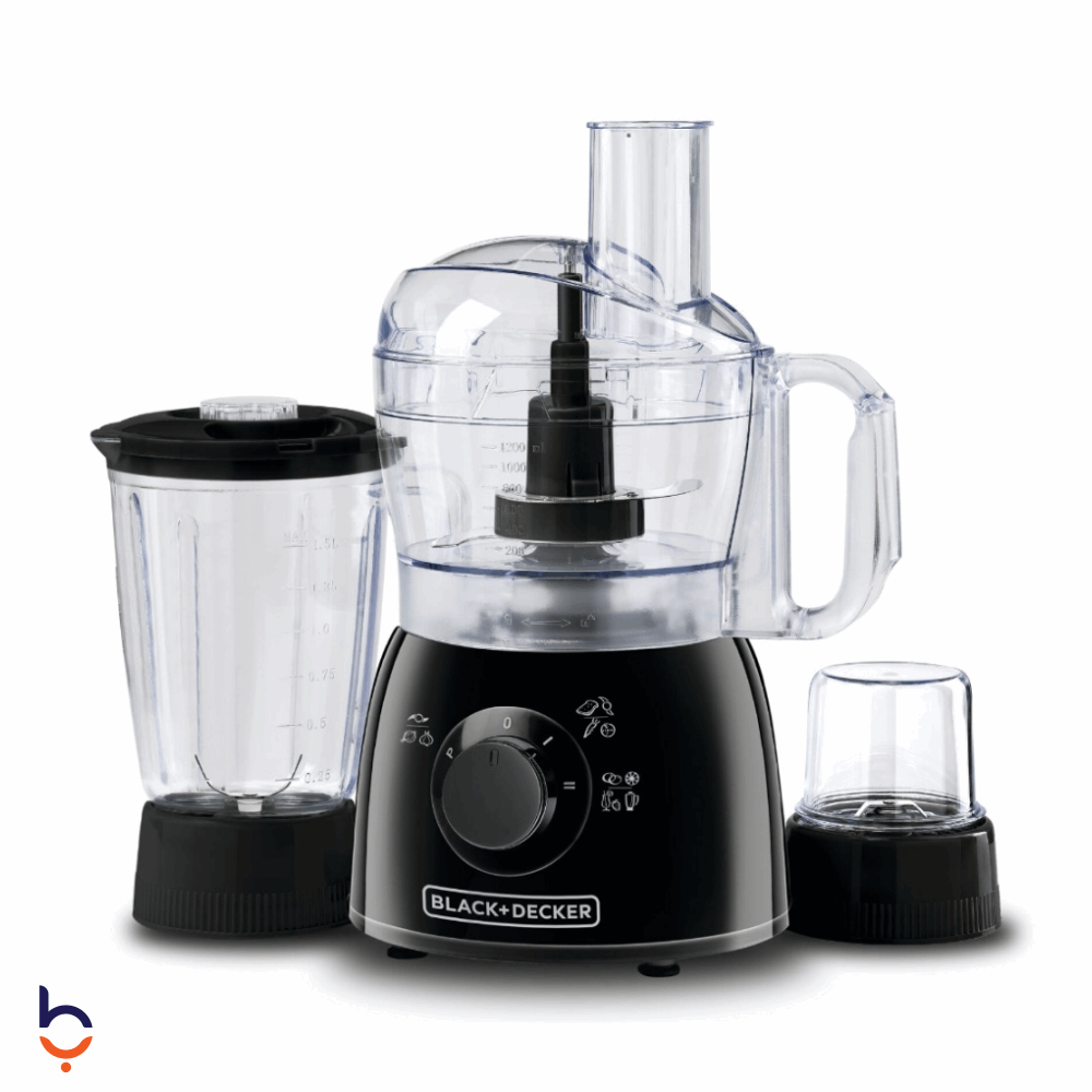 Food Processor Black &amp; Decker 400 watts with Attachments , 1.2 Liters - KR42-B5 Black
