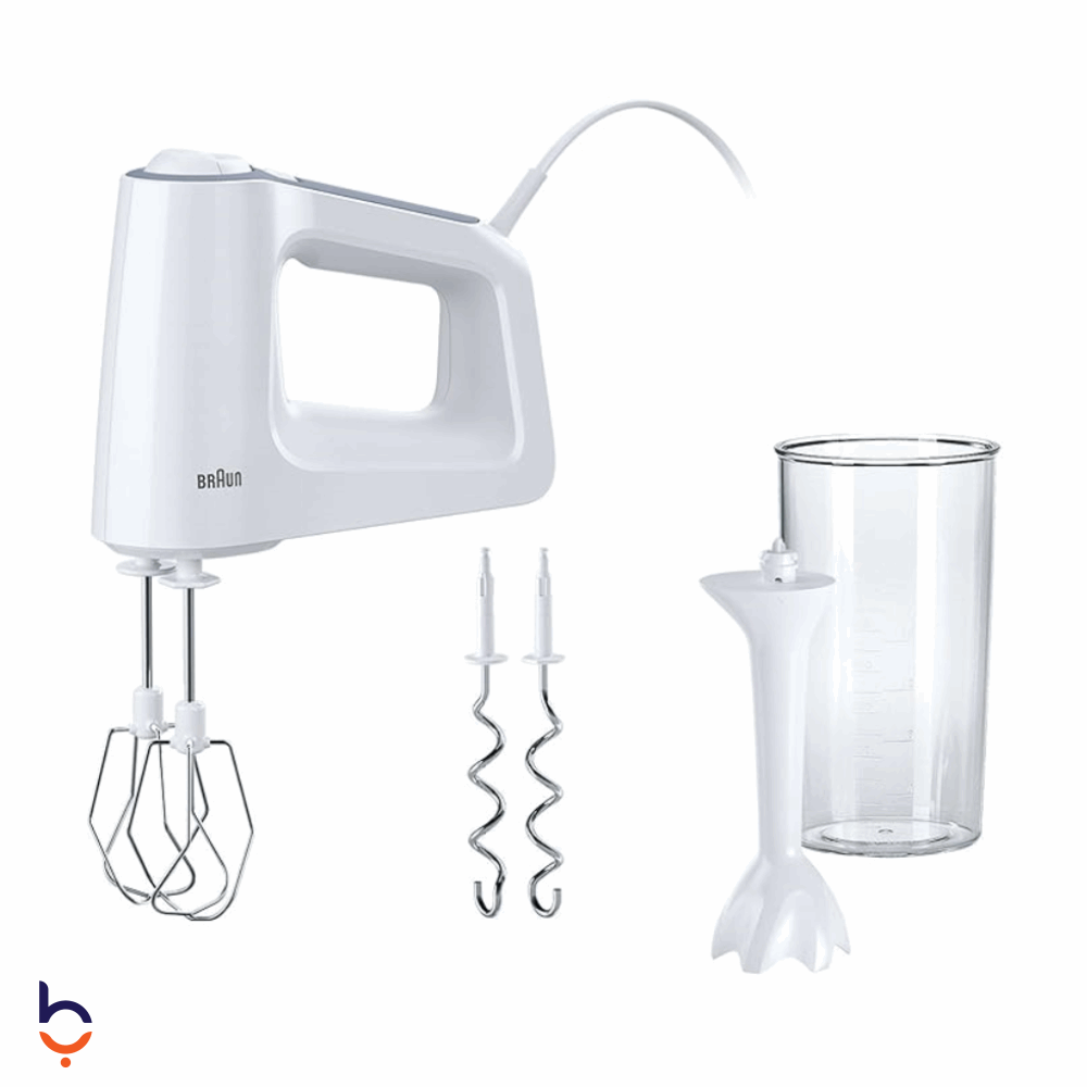 مضرب يدوي براون 500 وات مالتي ميكس 3، ابيض - HM3105WH