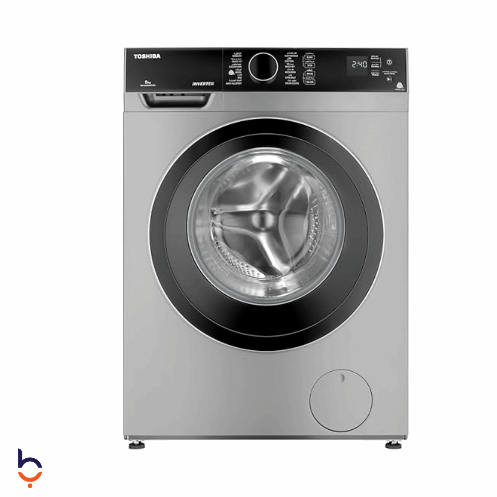غسالة ملابس اوتوماتيك تحميل امامي توشيبا 8 كجم غسالة ملابس اوتوماتيك توشيبا، تحميل امامي، 8 كجم، موتور انفرتر، فضي - TW-BJ90M4E(SK) فضي