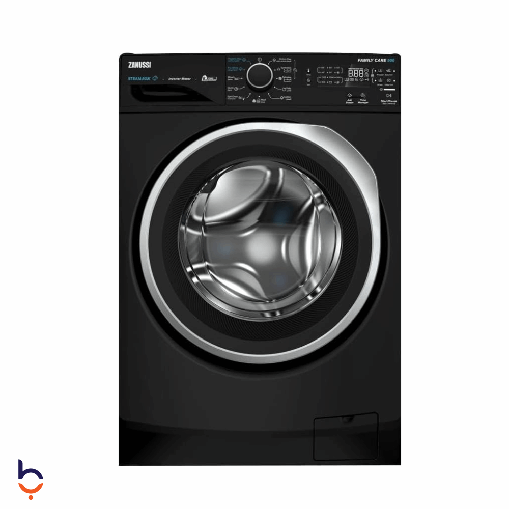 غسالة ملابس اوتوماتيك تحميل امامي زانوسي 8 كيلو ستيم ماكس، انفرتر , ZWF8241BS7 اسود