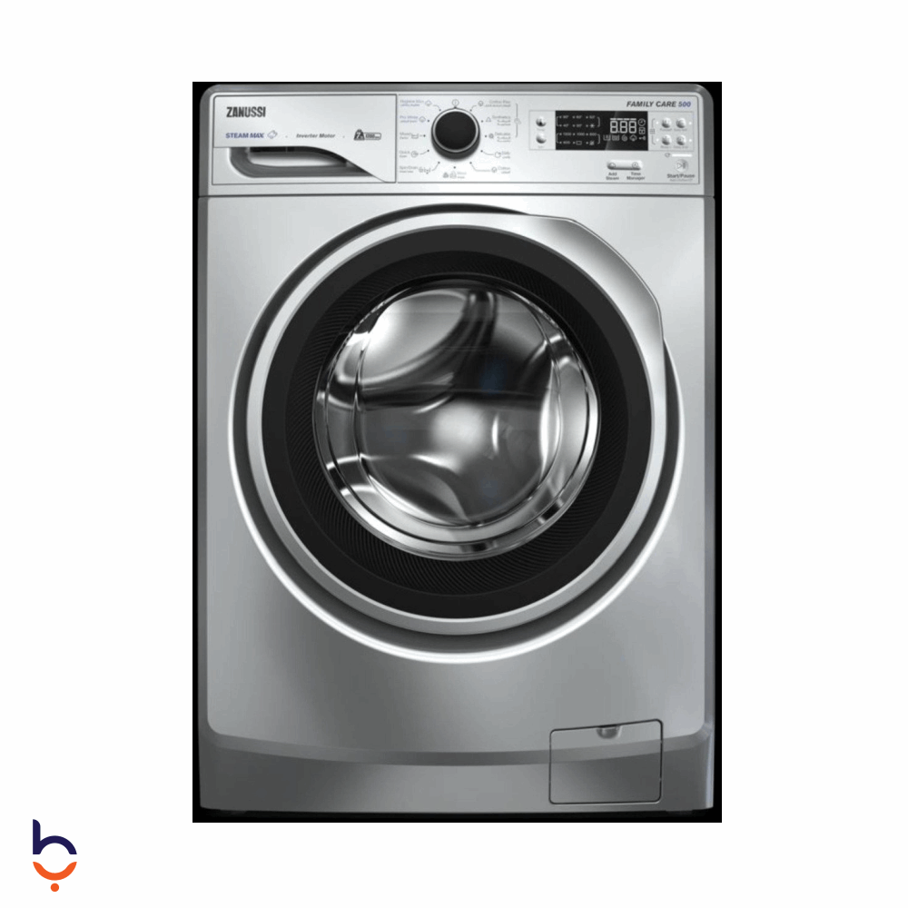 غسالة ملابس اوتوماتيك تحميل امامي زانوسي 7 كيلو ستيم ماكس، انفرتر , ZWF7241SS7 فضي