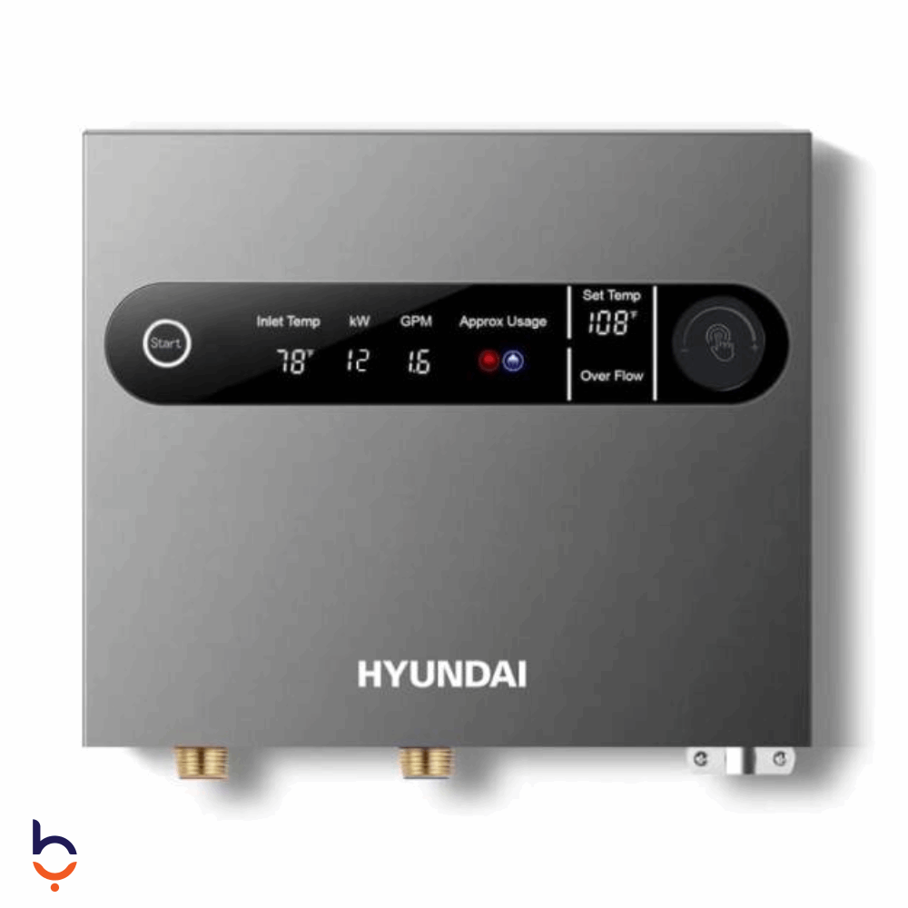 سخان فوري كهربائي هيونداي 12 كيلو وات سخان مياه فوري وات تحكم رقمي باللمس , Q22120-S رمادي