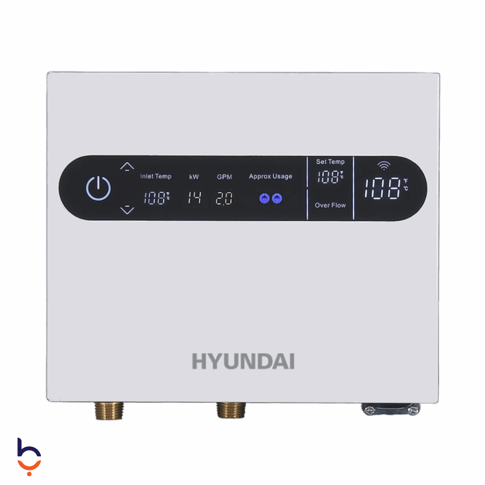 سخان فوري كهربائي هيونداي 12 كيلو وات سخان مياه فوري وات تحكم رقمي باللمس , Q22120-W أبيض