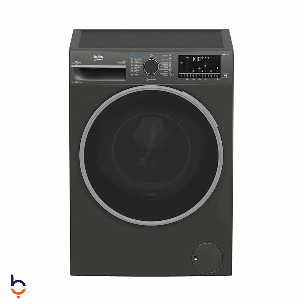 غسالة ملابس اوتوماتيك تحميل امامي بيكو 8 كيلو 1400 لفة بمجفف 5ك ديجيتال انفرتر - BWD08520MCI جراي