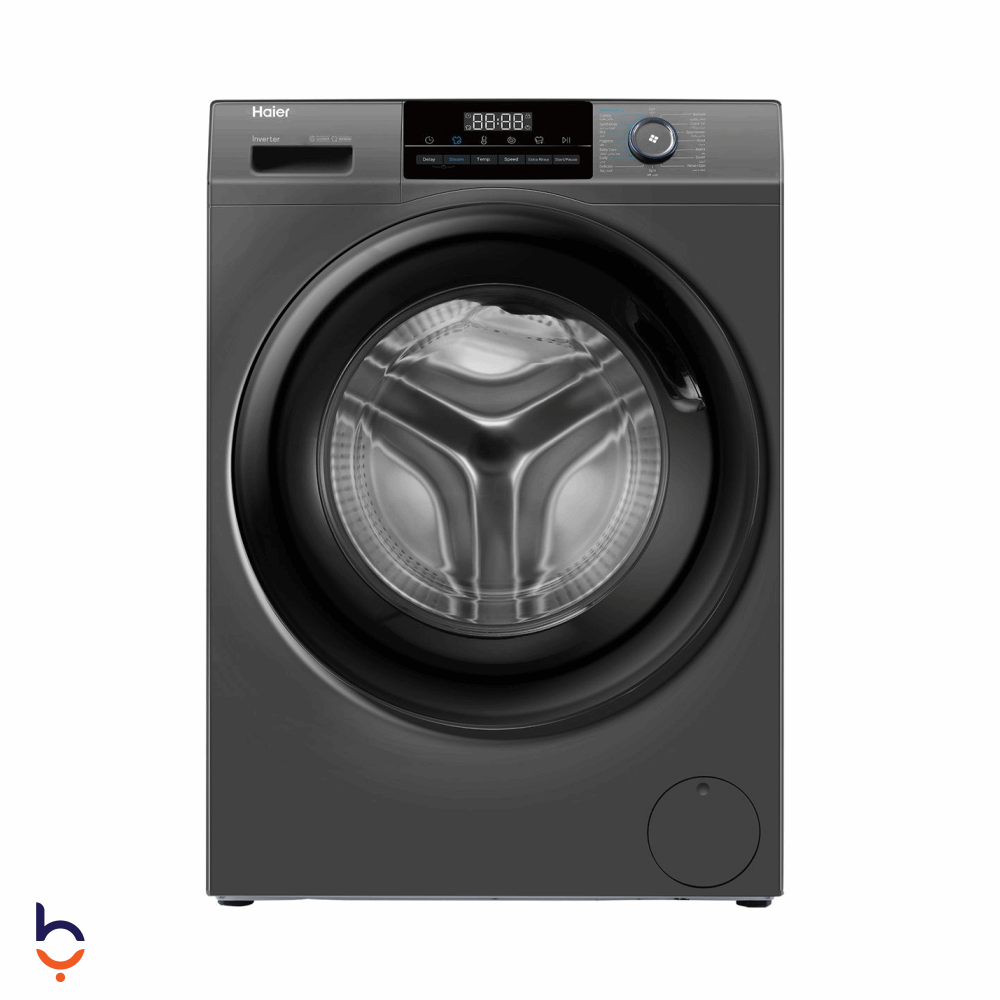 غسالة ملابس اوتوماتيك تحميل امامي هاير 8 كجم انفرتر، بخار، 1400 لفة - HW80-BP14929AS6 فضي