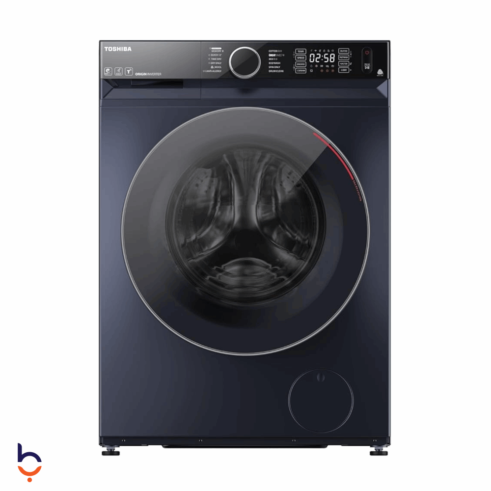 غسالة ملابس اوتوماتيك تحميل امامي توشيبا 9 كيلو بمجفف 6 كيلو، 1400 لفة، شاشة رقمية، واي فاي، انفرتر، TWD-BM100GF4EG(MK) رمادى