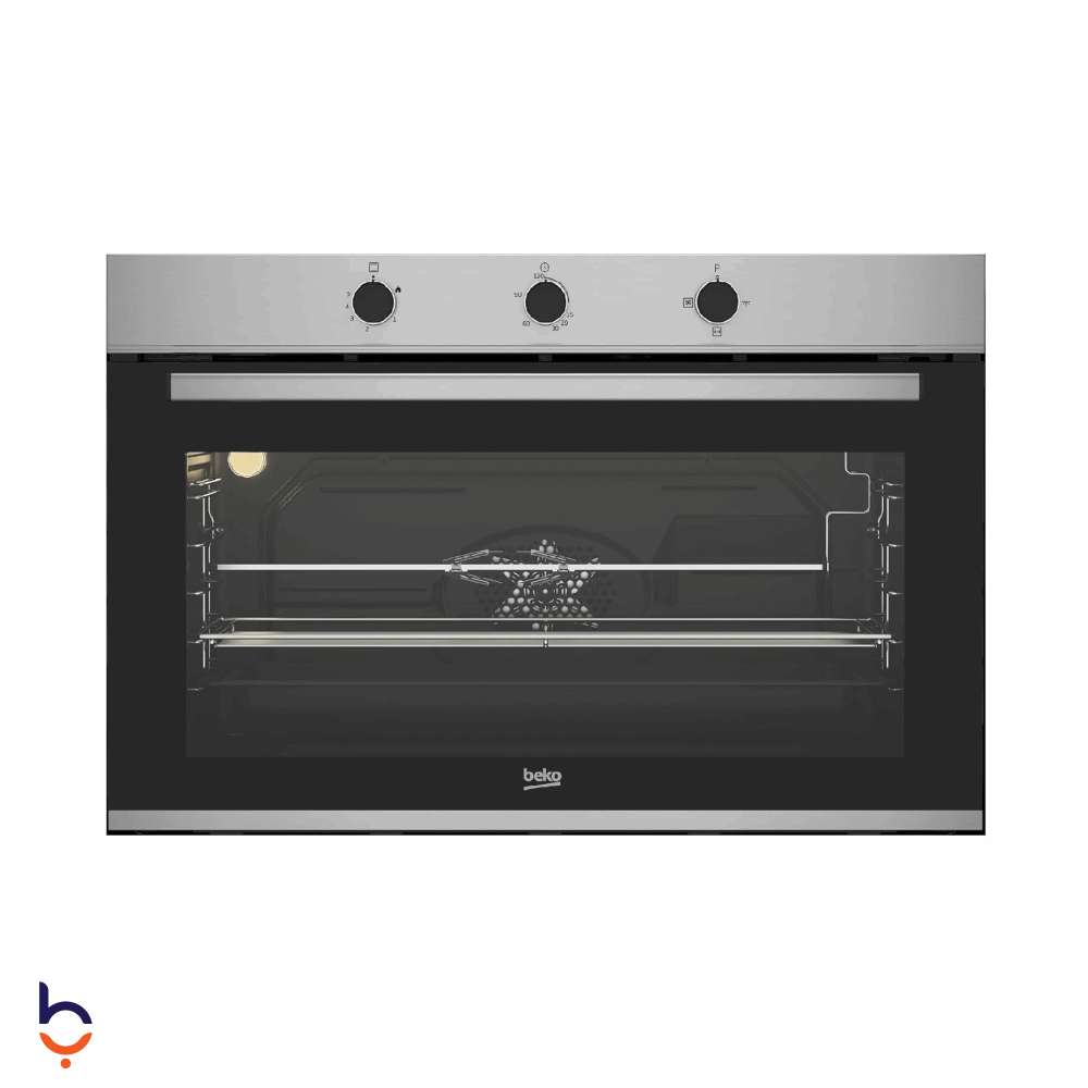 فرن بيكو 90 سم كلاسيك , غاز، مروحة تبريد، أمان كامل، BBWHT12106XS أسود*فضي