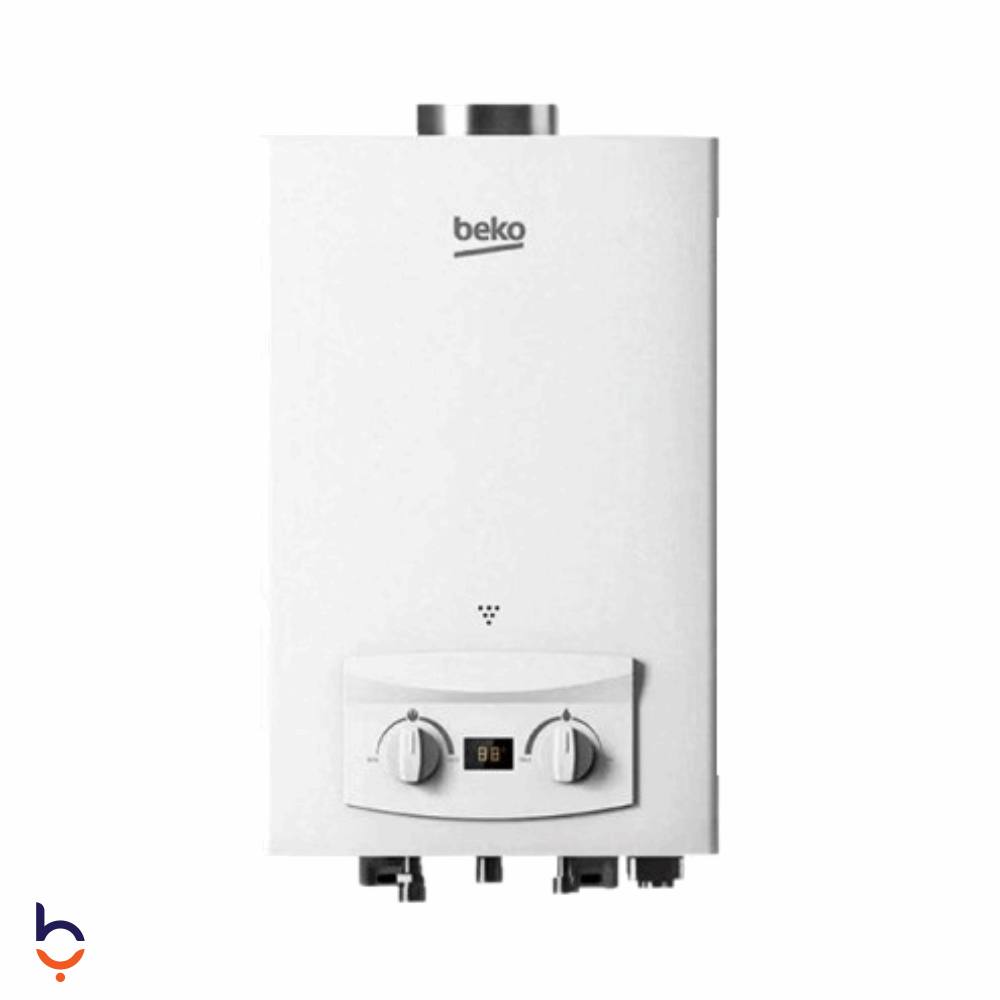 سخان غاز بيكو 10 لتر شاشة ديجيتال، مدخنة، BGWH10LW أبيض