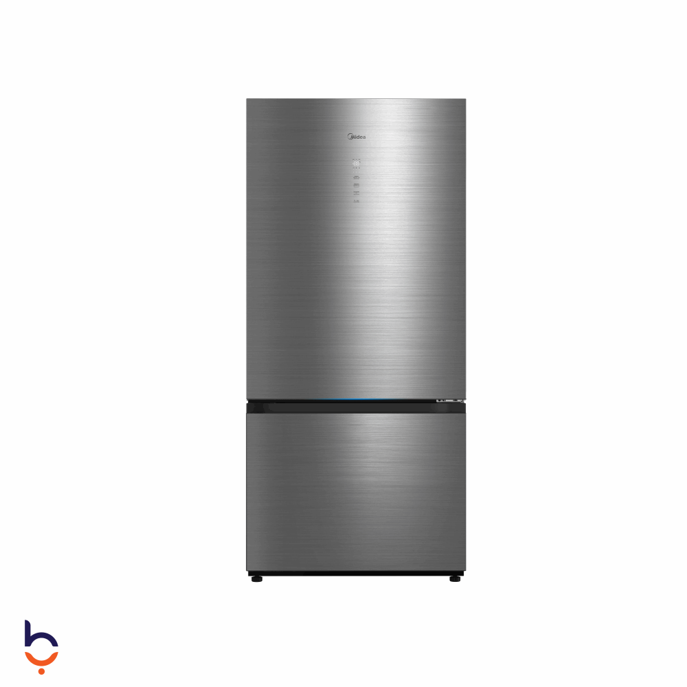 Refrigerator Midea 680 Liters Bottum Freezer  Reversible Door, Digital Control Silver