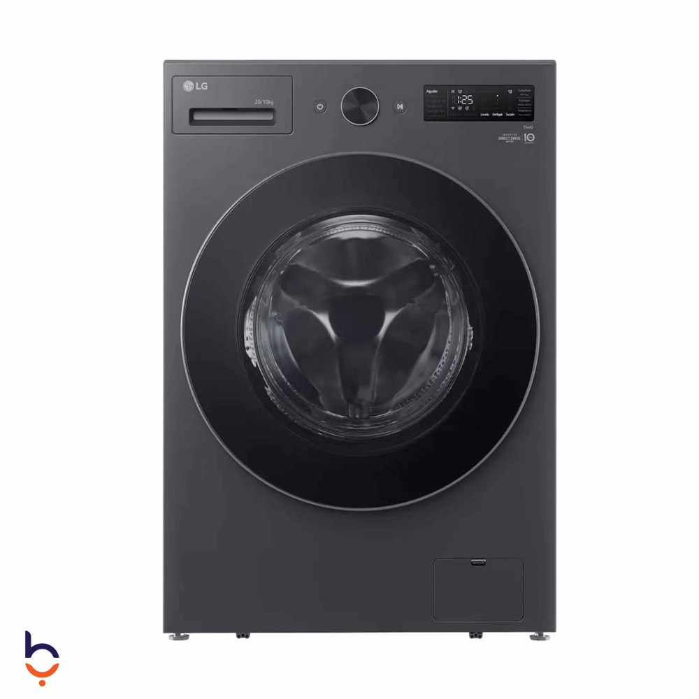 غسالة ملابس اوتوماتيك تحميل امامي إل جي 20 كيلو مجفف 10 كيلو، موتور انفرتر، بخار، شاشة ديجيتال، واي فاي، F0Z8DRP24 رمادي غامق