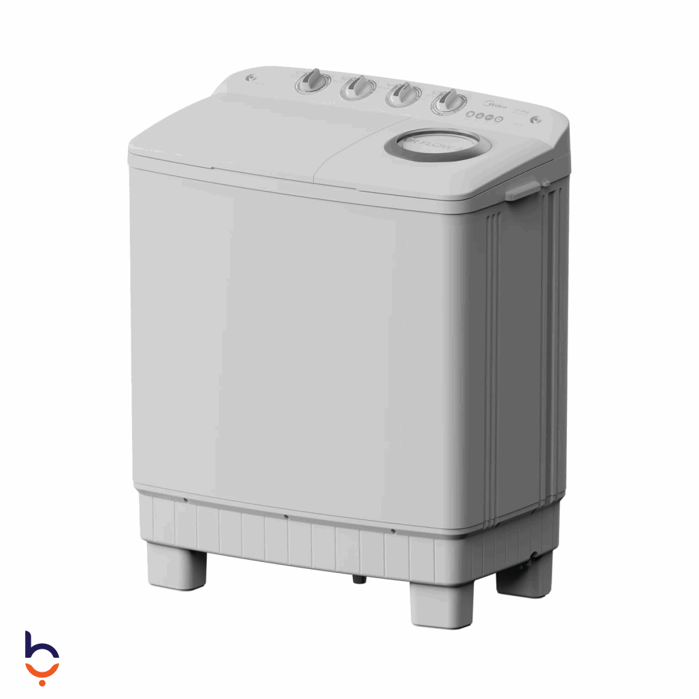 غسالة ملابس اوتوماتيك تحميل علوي ميديا 10 كيلو هاف حوضين - MTE02W100/W ابيض