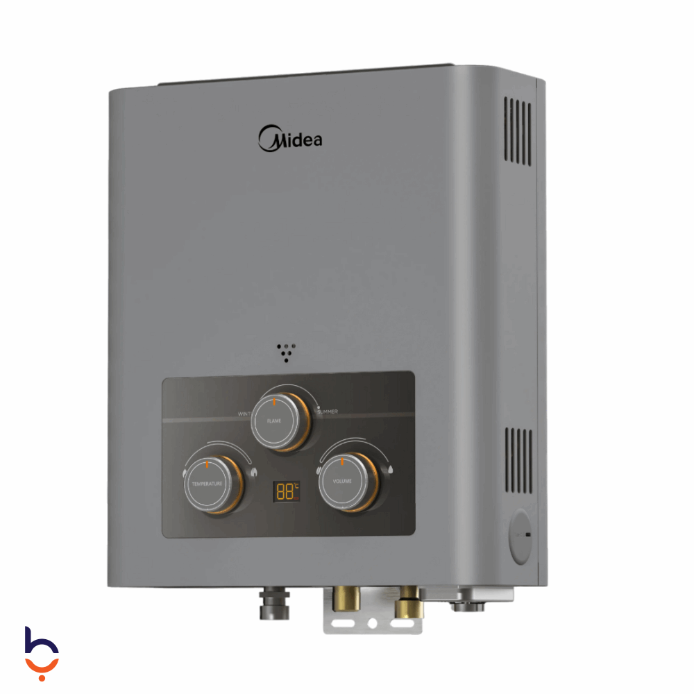 Water Heaters Midea 6 liter Midea 6L Natural Gas Water Heater USB Input Silver / Midea MGWH06-12MZNEG(S) Silver