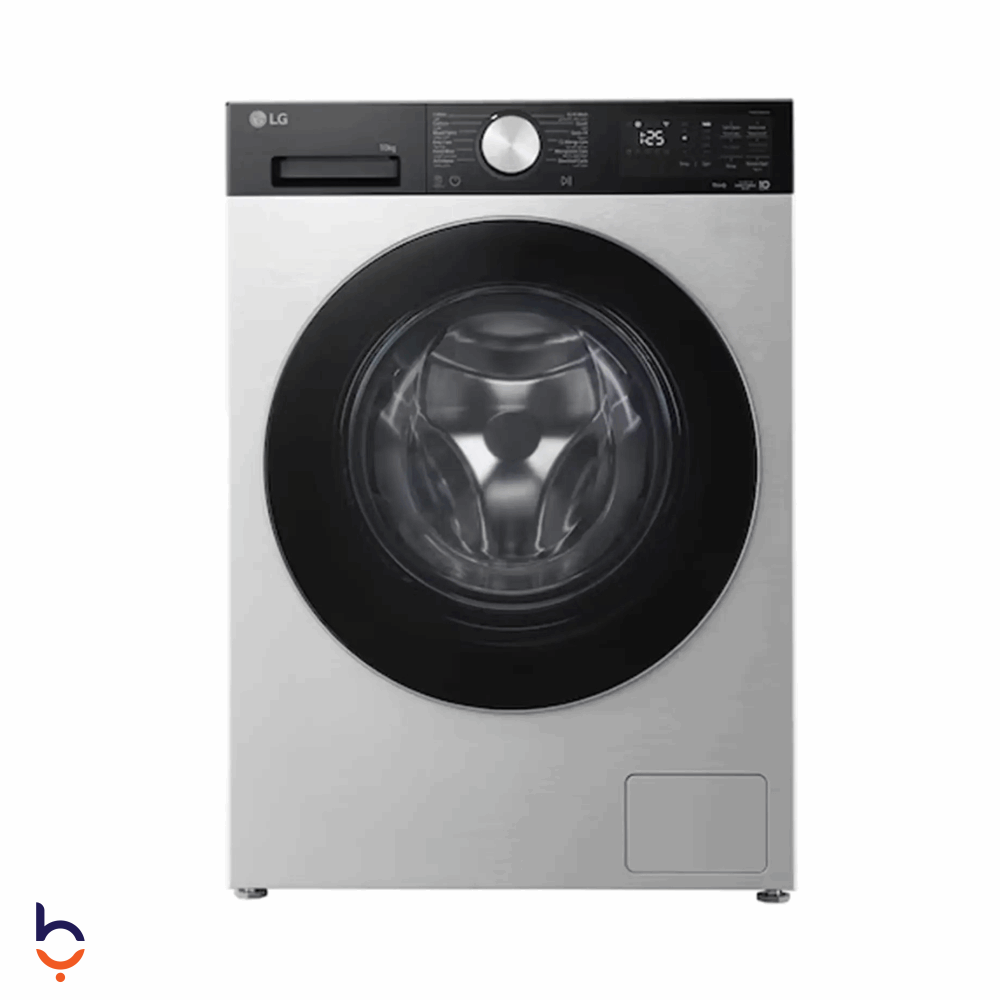 غسالة ملابس اوتوماتيك تحميل امامي إل جي 10 كيلو جرام F4X5RYG23 1400 لفة انفرتر ديجيتال سيلفر