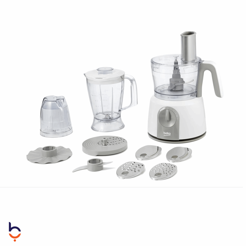 محضر طعام بيكو 1000 وات وعاء بسعة 1.2 لتر وشفشق 1 شفرات الفولاذ المقاوم للصدأ، سرعتان + وظيفة النبض، منتج تركي،FPP4402W أبيض