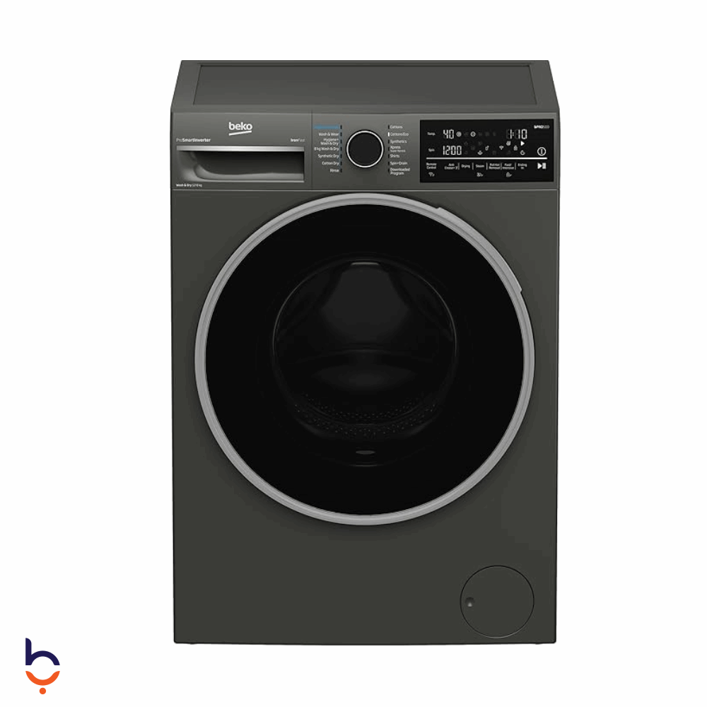 Front Load Automatic Washing Machine Beko 12 kg Full Automatic , with 8 kg Dryer, 1400 RPM, Digital Screen, Inverter Technology,BWD12840MCI Grey