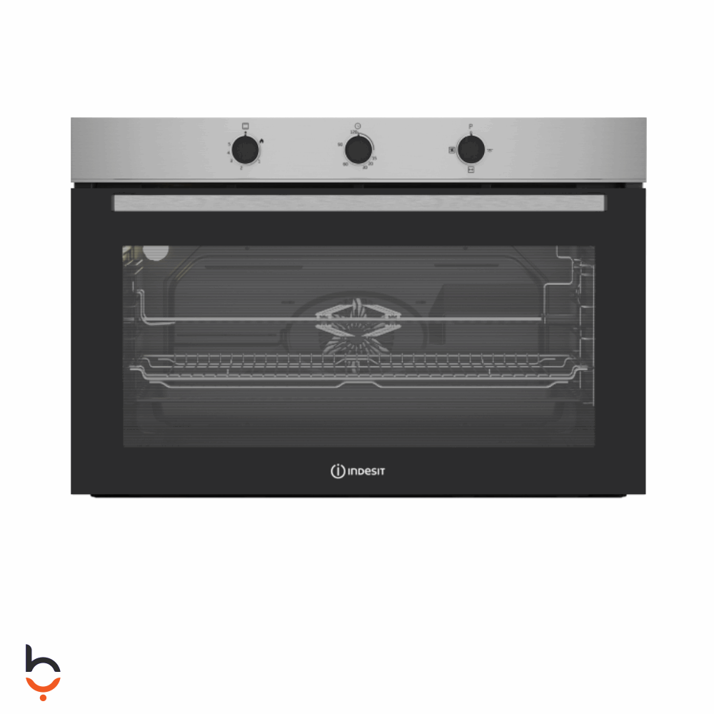 Oven Indesit 90 Cm Indesit Built-in Gas Oven with Grill 96 Liter , Black Stainless Steel - IBWHT12106XS Black Stainless Steel