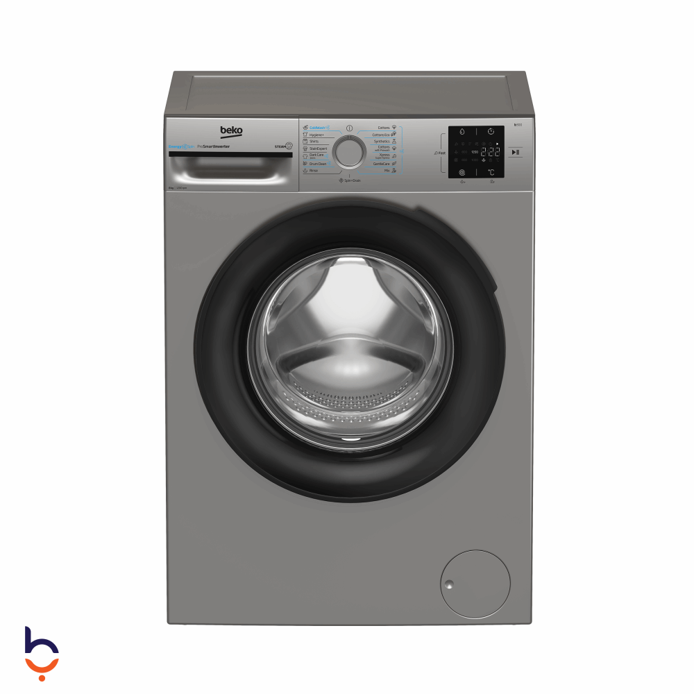 Front Load Automatic Washing Machine Beko 8 Kg 1200 RPM Digital Inverter Motor  WFST86XS Grey