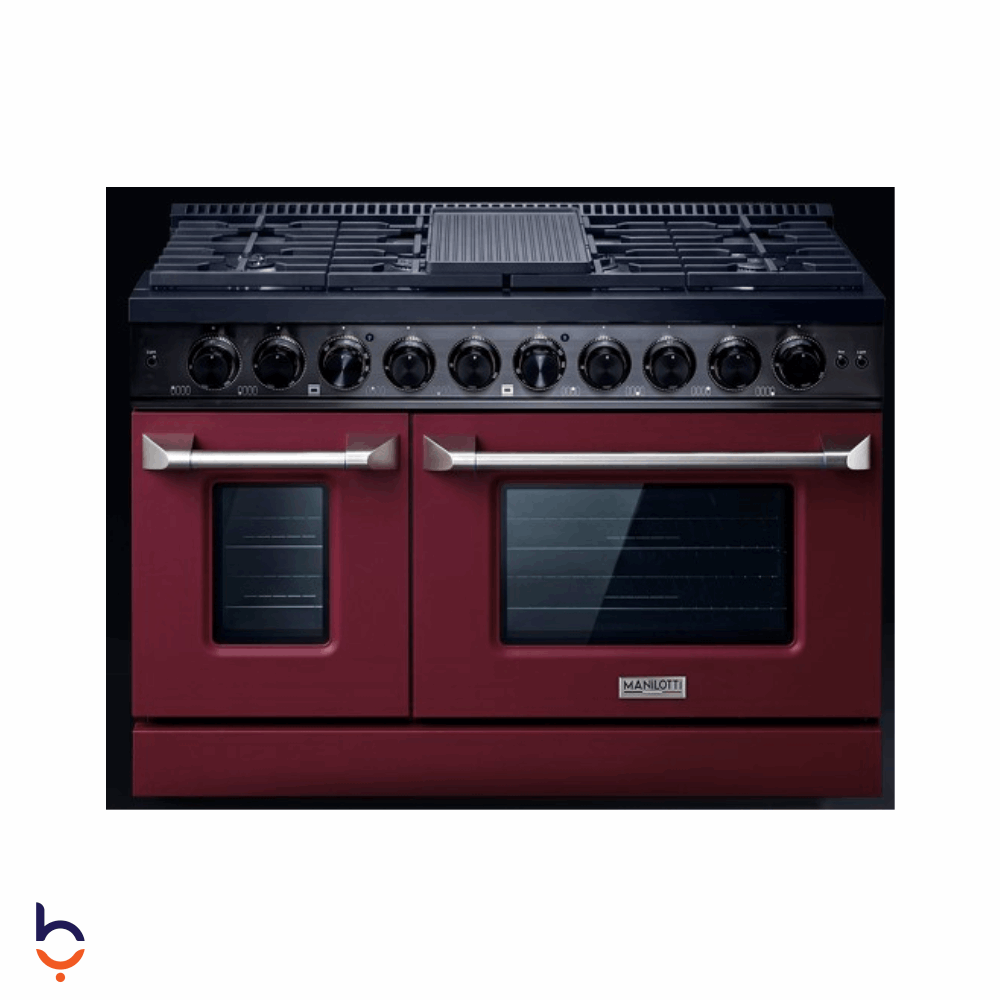 Cooker Manilotti 8 Burners 120cm, 48 inches, 6.7 ft³ capacity - MT8-48B-DO-SBK Red