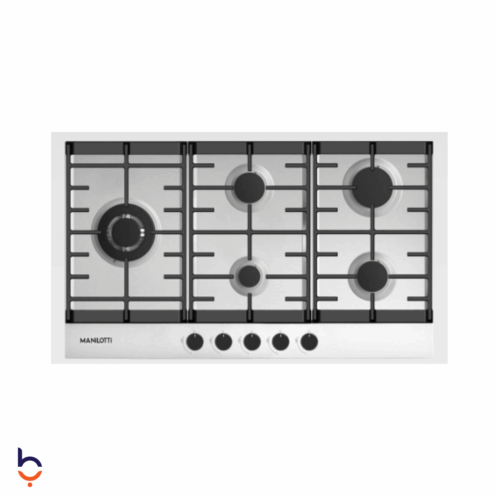 مسطح مانيلوتي 5 شعلة 90 سم حوامل حديد زهر أمان كامل  - MT-PFM950LT-FK143-SS ستانلس ستيل