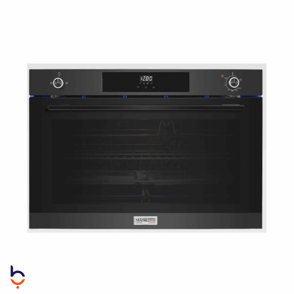 Gas Oven Manilotti 148 L 90x60 Gas Oven, Air Fry, Dual Convection Fans, Telescopic Rack – MT-BI90G2D-K143MT/G3 Black Glass