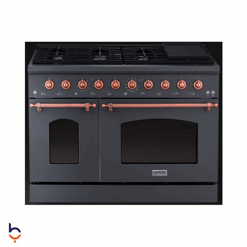 Cooker Manilotti 8 Burners 120 cm (48-inch) size, 6.7 cu. ft. capacity – MT8-48B-DO-RCP Titanium Black