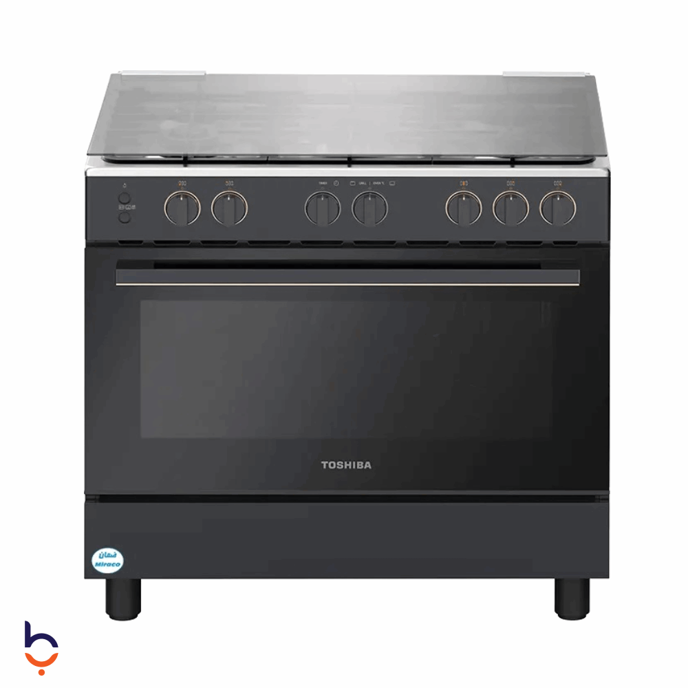 Cooker Toshiba 5 Burners 90 cm, Full Safety, Heat Distribution Fan - RLA2-90MG5GE(MG)-EM Morandi Grey