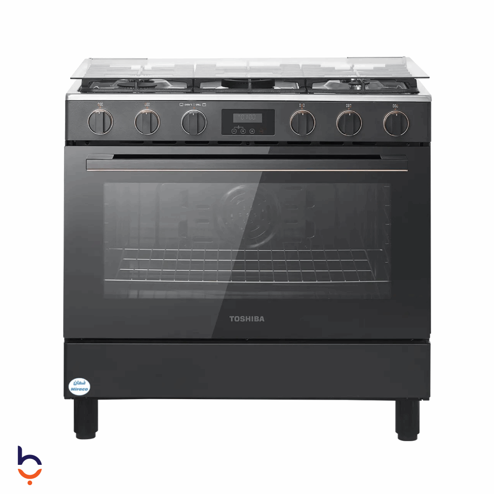 Cooker Toshiba 5 Burners 90 cm, full safety, digital display, equipped with a cooling fan - RLA2-90MG5GE(MG)-EG Morandi Gray